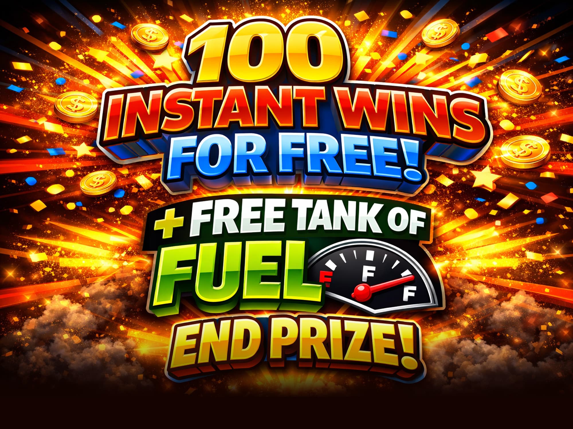 100 INSTANT WINS FOR FREE + FULL TANK OF FUEL END PRIZE - FREE ENTRY DAILY